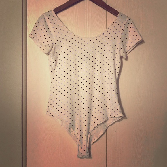 About A Girl Tops - COPY - Navy Blue Dot Bodysuit